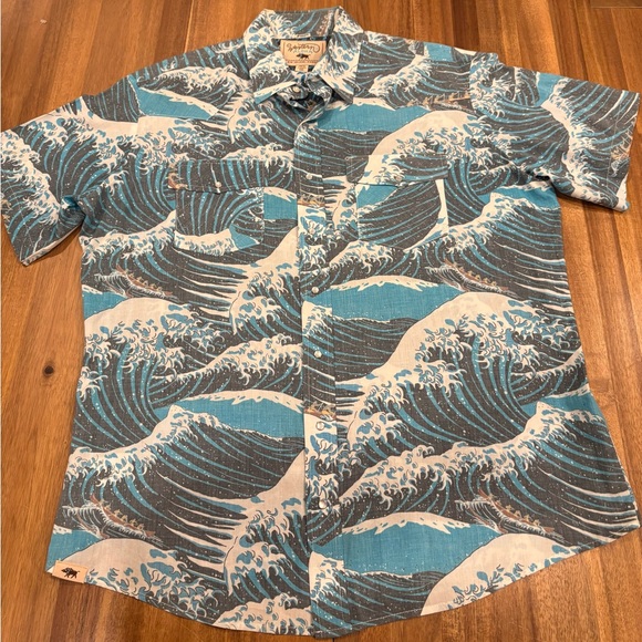 ALOHA Collection Other - Men’s Western Aloha Wave Print Pearl Snap Shirt XXL Hawaiian Surf Button Up